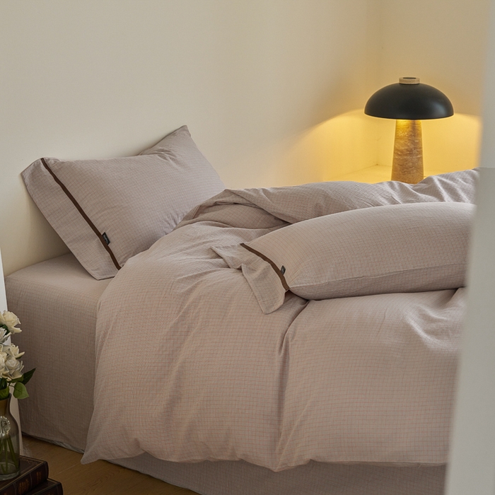 91家纺网 家纺一手货源 找家纺 贝尔 PELLHOME A类全棉色织水洗棉四件套--山河系列（可抖音代发） 山河-咖