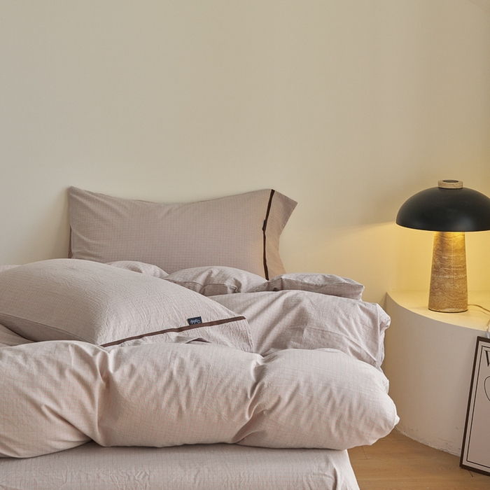 91家纺网 家纺一手货源 找家纺 贝尔 PELLHOME A类全棉色织水洗棉四件套--山河系列（可抖音代发） 山河-咖