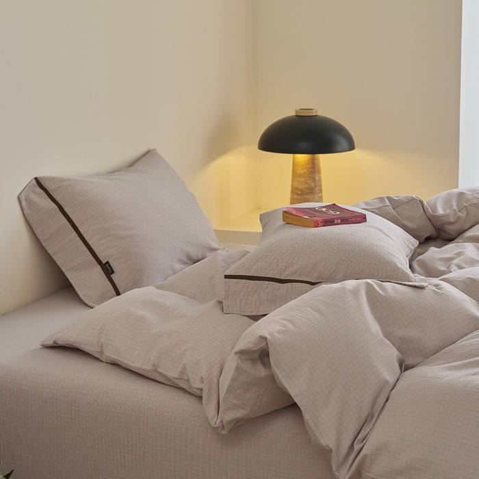 91家纺网 家纺一手货源 找家纺 贝尔 PELLHOME A类全棉色织水洗棉四件套--山河系列（可抖音代发） 山河-咖