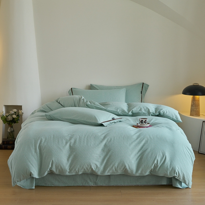 贝尔 PELLHOME A类全棉色织水洗棉四件套--山河系列（可抖音代发） 山河-绿