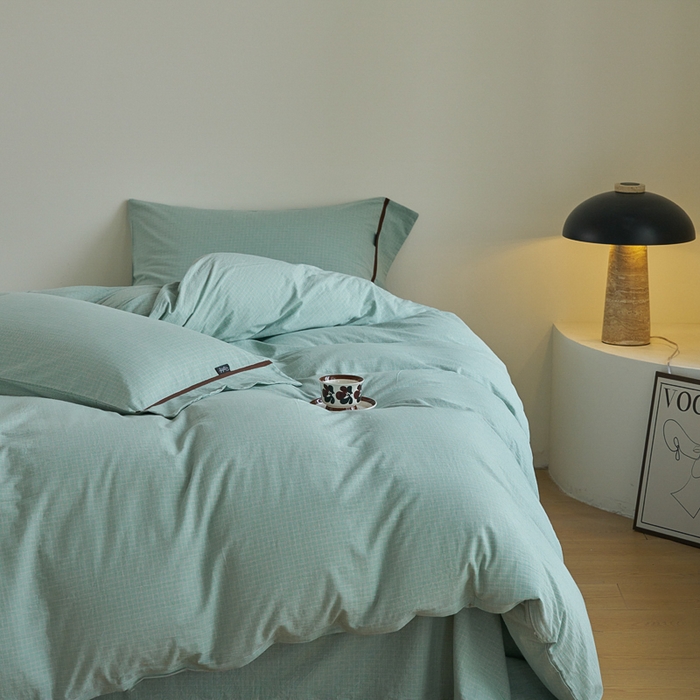 91家纺网 家纺一手货源 找家纺 贝尔 PELLHOME A类全棉色织水洗棉四件套--山河系列（可抖音代发） 山河-绿