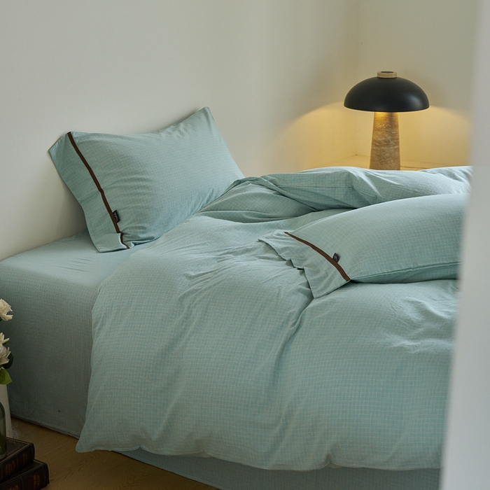 91家纺网 家纺一手货源 找家纺 贝尔 PELLHOME A类全棉色织水洗棉四件套--山河系列（可抖音代发） 山河-绿