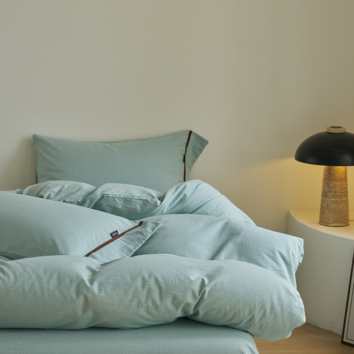 91家纺网 家纺一手货源 找家纺 贝尔 PELLHOME A类全棉色织水洗棉四件套--山河系列（可抖音代发） 山河-绿