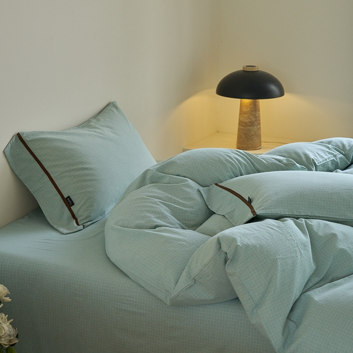 91家纺网 家纺一手货源 找家纺 贝尔 PELLHOME A类全棉色织水洗棉四件套--山河系列（可抖音代发） 山河-绿