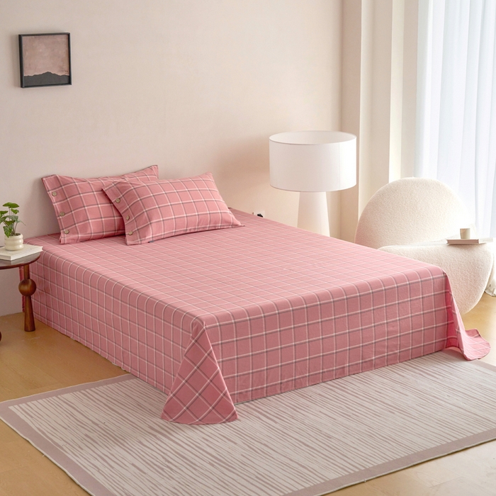 91家纺网 家纺一手货源 找家纺 贝尔 A类全棉纽扣水洗棉四件套 温柔粉