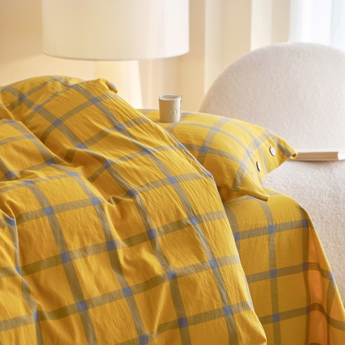 91家纺网 家纺一手货源 找家纺 贝尔 A类全棉纽扣水洗棉四件套 金棕榈