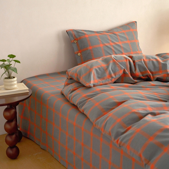 91家纺网 家纺一手货源 找家纺 贝尔 A类全棉纽扣水洗棉四件套 日落珊瑚