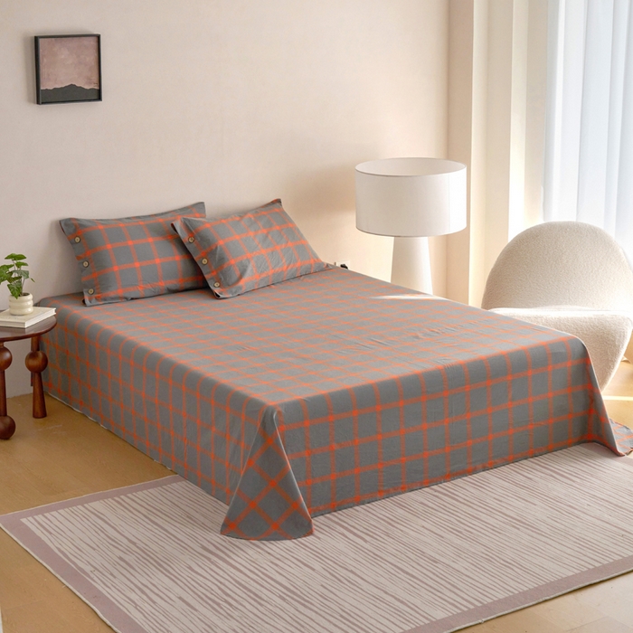 91家纺网 家纺一手货源 找家纺 贝尔 A类全棉纽扣水洗棉四件套 日落珊瑚