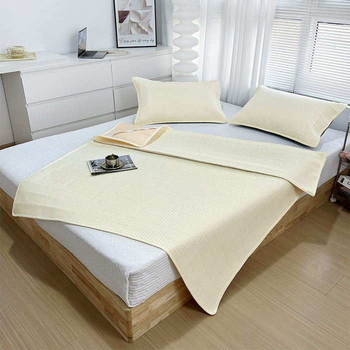 91家纺网 家纺一手货源 找家纺 （总）拾小柒 2025新款全棉色织水洗棉防水隔尿床护垫床盖