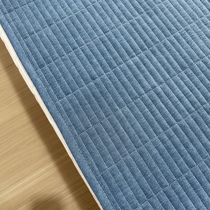 91家纺网 家纺一手货源 找家纺 拾小柒 2025新款全棉色织水洗棉防水隔尿床护垫床盖 牛仔蓝