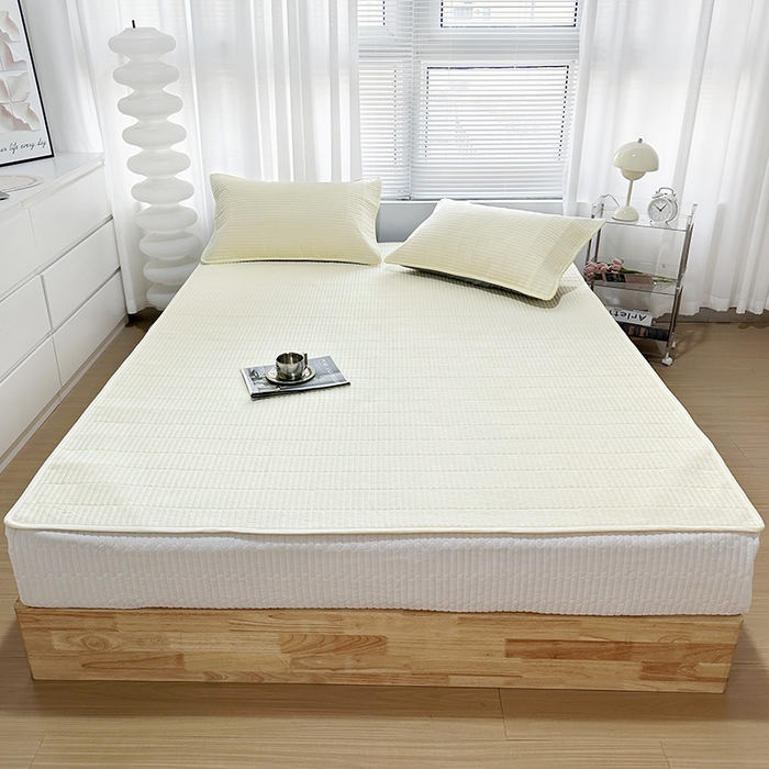 91家纺网 家纺一手货源 找家纺 （总）拾小柒 2025新款全棉色织水洗棉防水隔尿床护垫床盖