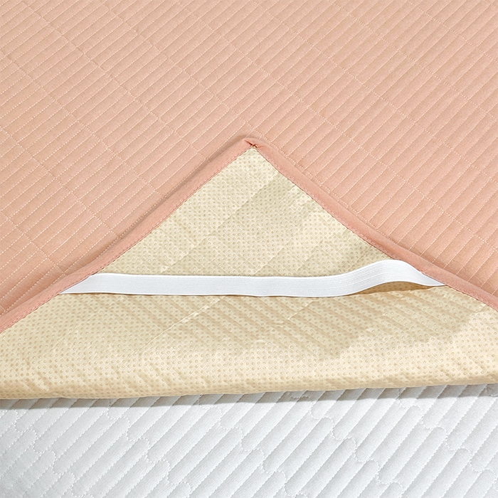 91家纺网 家纺一手货源 找家纺 拾小柒 2025新款全棉色织水洗棉防水隔尿床护垫床盖 粉玉色