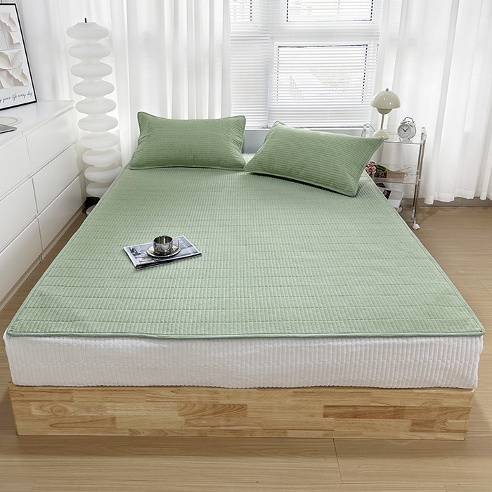 91家纺网 家纺一手货源 找家纺 （总）拾小柒 2025新款全棉色织水洗棉防水隔尿床护垫床盖