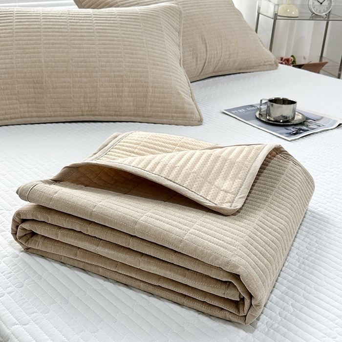 91家纺网 家纺一手货源 找家纺 拾小柒 2025新款全棉色织水洗棉防水隔尿床护垫床盖 卡其色