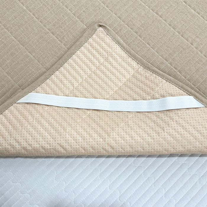 91家纺网 家纺一手货源 找家纺 拾小柒 2025新款全棉色织水洗棉防水隔尿床护垫床盖 卡其色