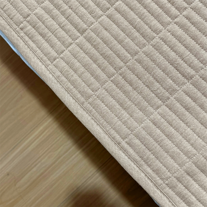 91家纺网 家纺一手货源 找家纺 拾小柒 2025新款全棉色织水洗棉防水隔尿床护垫床盖 卡其色