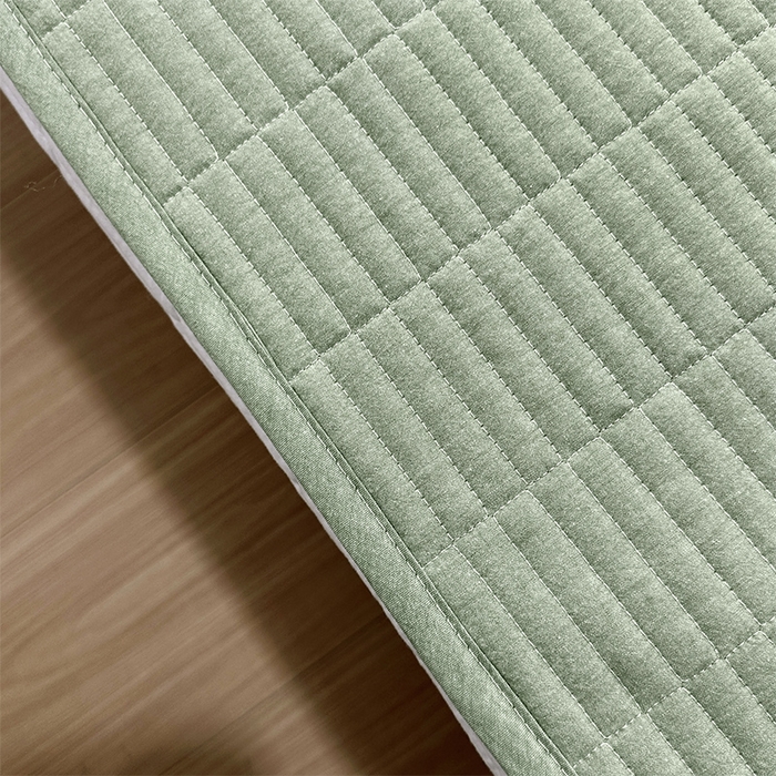 91家纺网 家纺一手货源 找家纺 拾小柒 2025新款全棉色织水洗棉防水隔尿床护垫床盖 浅绿色