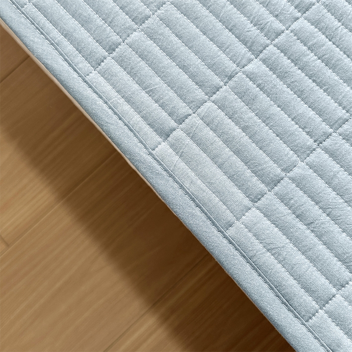 91家纺网 家纺一手货源 找家纺 拾小柒 2025新款全棉色织水洗棉防水隔尿床护垫床盖 浅蓝色