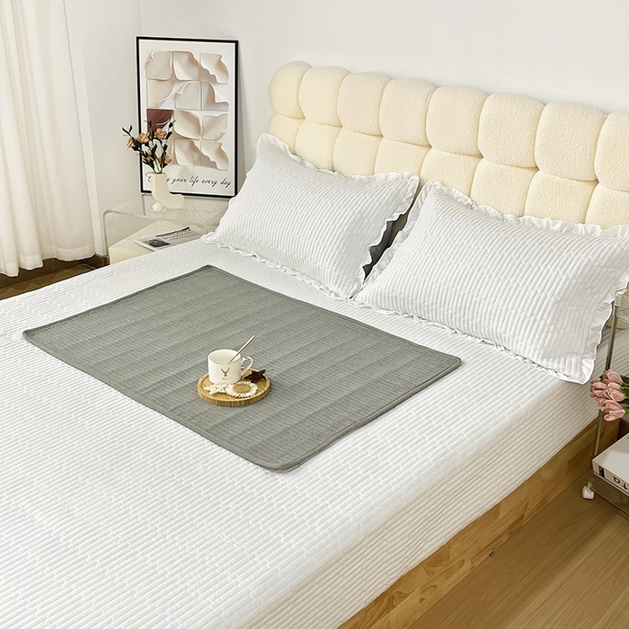 91家纺网 家纺一手货源 找家纺 拾小柒 2025年新款全棉色织水洗棉隔脏姨妈垫护理垫床盖 青灰色 防水款