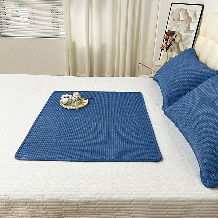 拾小柒 2025年新款全棉色织水洗棉隔脏姨妈垫护理垫床盖 牛仔蓝 不防水款