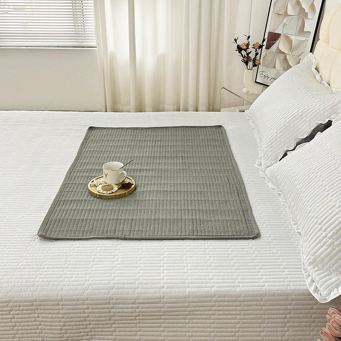 91家纺网 家纺一手货源 找家纺 拾小柒 2025年新款全棉色织水洗棉隔脏姨妈垫护理垫床盖 青灰色 防水款