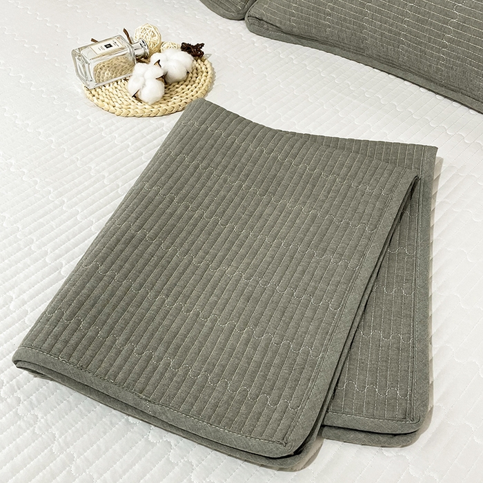 91家纺网 家纺一手货源 找家纺 拾小柒 2025年新款全棉色织水洗棉隔脏姨妈垫护理垫床盖 青灰色 不防水款