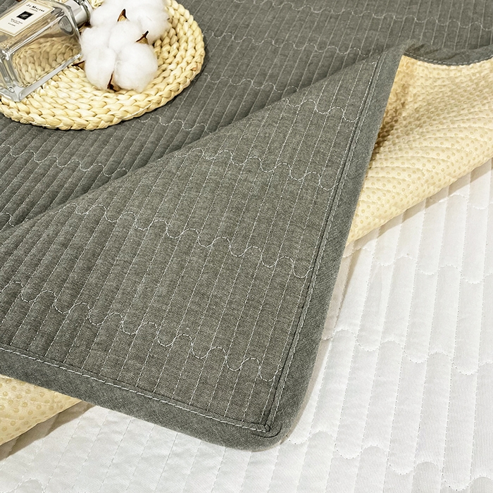 91家纺网 家纺一手货源 找家纺 拾小柒 2025年新款全棉色织水洗棉隔脏姨妈垫护理垫床盖 青灰色 不防水款