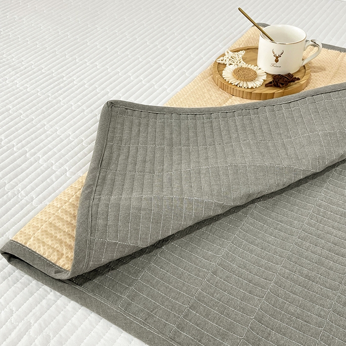 91家纺网 家纺一手货源 找家纺 拾小柒 2025年新款全棉色织水洗棉隔脏姨妈垫护理垫床盖 青灰色 防水款