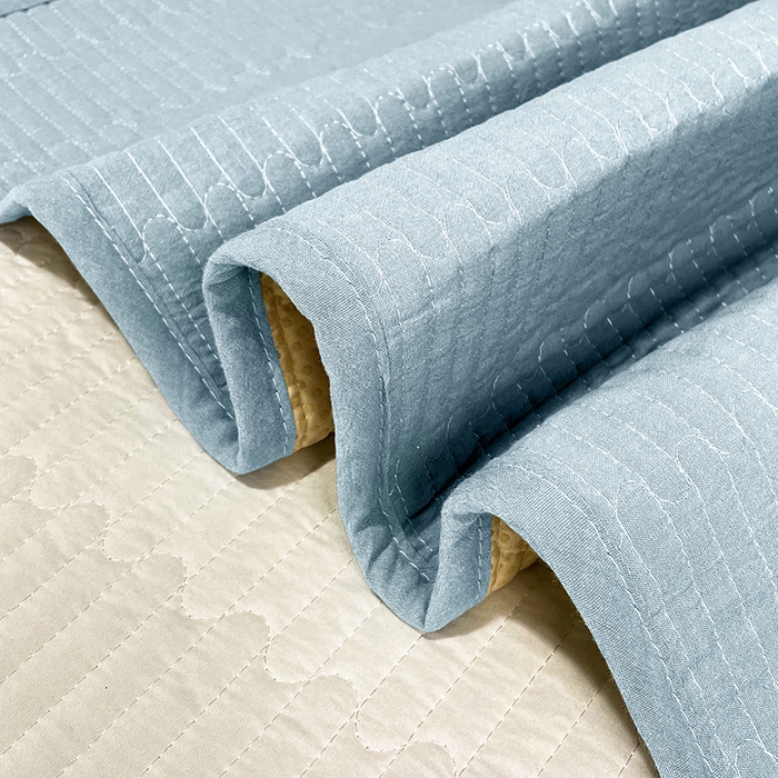 91家纺网 家纺一手货源 找家纺 拾小柒 2025年新款全棉色织水洗棉隔脏姨妈垫护理垫床盖 浅蓝色 不防水款