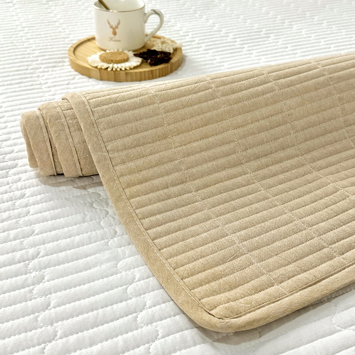 91家纺网 家纺一手货源 找家纺 拾小柒 2025年新款全棉色织水洗棉隔脏姨妈垫护理垫床盖 卡其色 防水款