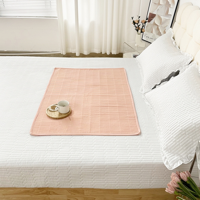 拾小柒 2025年新款全棉色织水洗棉隔脏姨妈垫护理垫床盖 粉玉色 防水款