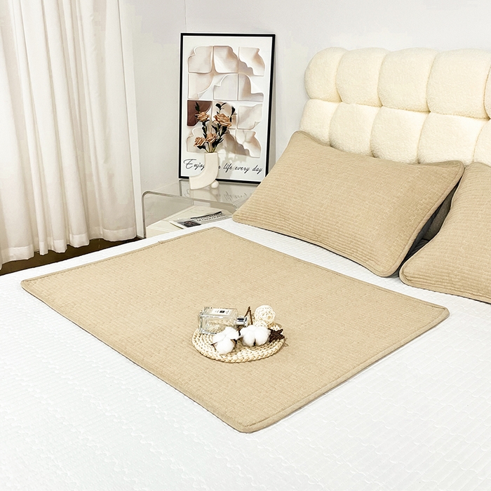 91家纺网 家纺一手货源 找家纺 拾小柒 2025年新款全棉色织水洗棉隔脏姨妈垫护理垫床盖 卡其色 不防水款