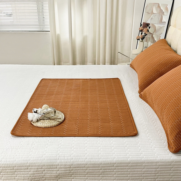 拾小柒 2025年新款全棉色织水洗棉隔脏姨妈垫护理垫床盖 焦糖色 不防水款