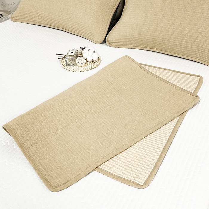 91家纺网 家纺一手货源 找家纺 拾小柒 2025年新款全棉色织水洗棉隔脏姨妈垫护理垫床盖 卡其色 不防水款