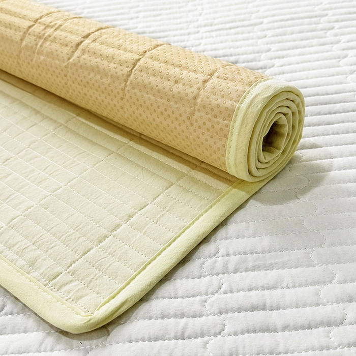 91家纺网 家纺一手货源 找家纺 拾小柒 2025年新款全棉色织水洗棉隔脏姨妈垫护理垫床盖 鹅黄色 防水款