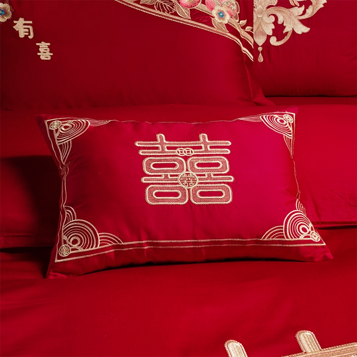 91家纺网 家纺一手货源 找家纺 芊囍纺 2025新款全棉刺绣婚庆四件套 世纪之恋