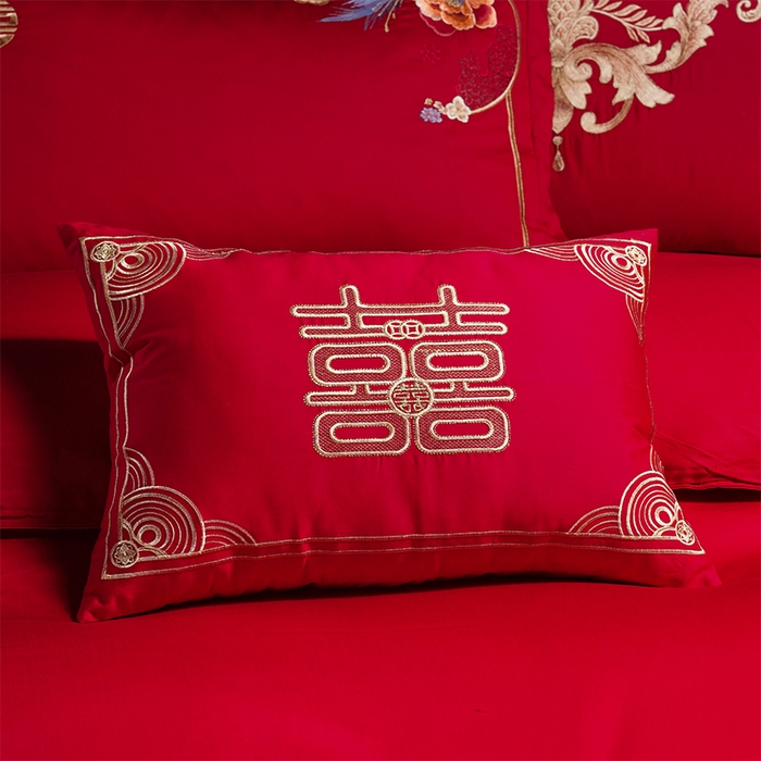 91家纺网 家纺一手货源 找家纺 芊囍纺 2025新款全棉刺绣婚庆四件套 十里红妆