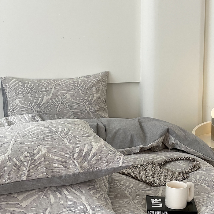 91家纺网 家纺一手货源 找家纺 （总）贝尔 PELLHOME 全棉提花椰风华夫格四件套（可抖音代发）