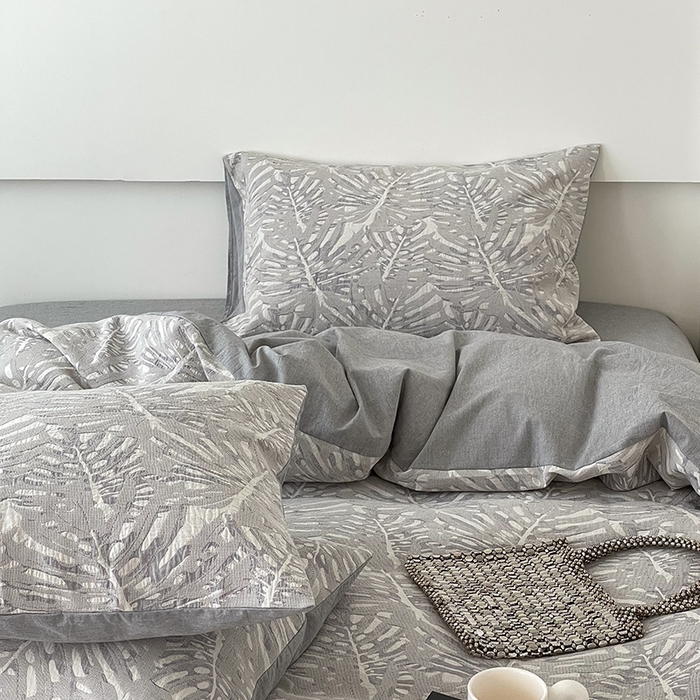 91家纺网 家纺一手货源 找家纺 （总）贝尔 PELLHOME 全棉提花椰风华夫格四件套（可抖音代发）