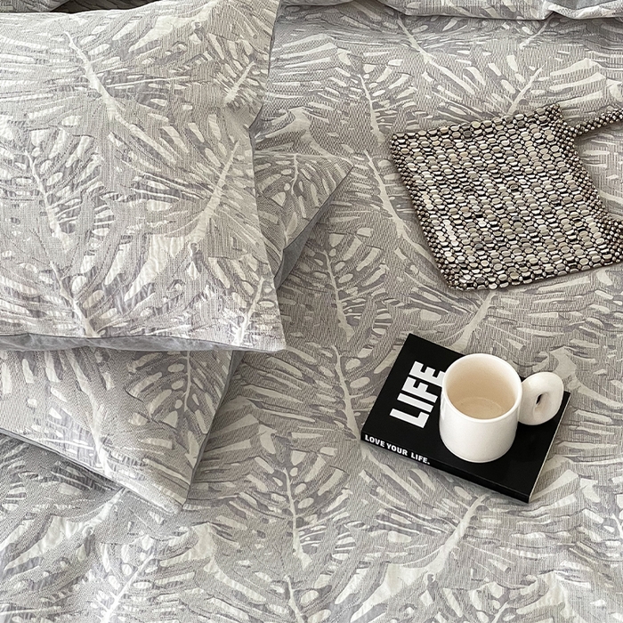 91家纺网 家纺一手货源 找家纺 （总）贝尔 PELLHOME 全棉提花椰风华夫格四件套（可抖音代发）