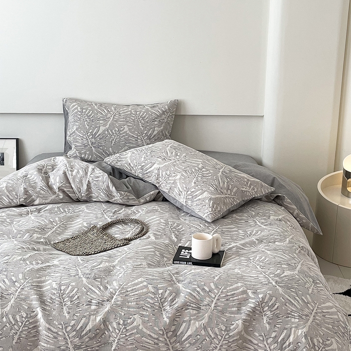 91家纺网 家纺一手货源 找家纺 （总）贝尔 PELLHOME 全棉提花椰风华夫格四件套（可抖音代发）