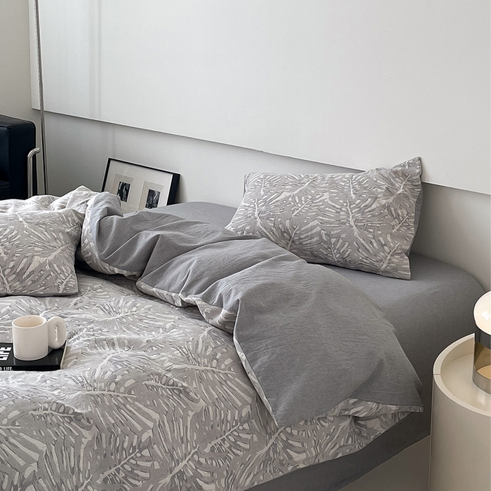 91家纺网 家纺一手货源 找家纺 （总）贝尔 PELLHOME 全棉提花椰风华夫格四件套（可抖音代发）