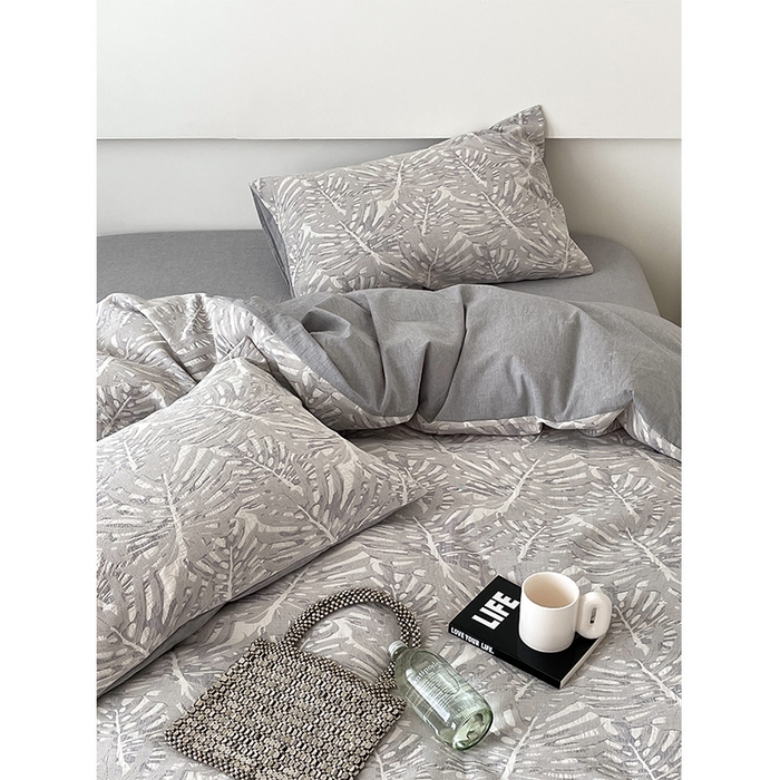 91家纺网 家纺一手货源 找家纺 （总）贝尔 PELLHOME 全棉提花椰风华夫格四件套（可抖音代发）