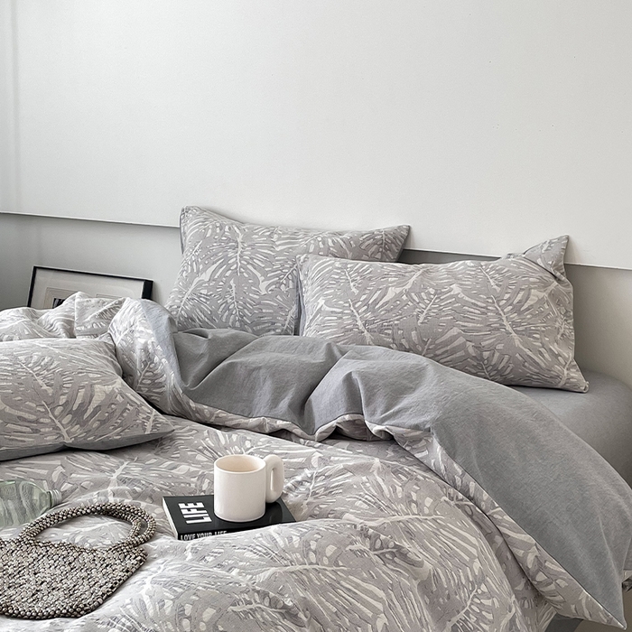 91家纺网 家纺一手货源 找家纺 （总）贝尔 PELLHOME 全棉提花椰风华夫格四件套（可抖音代发）