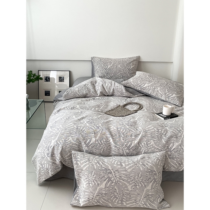 91家纺网 家纺一手货源 找家纺 （总）贝尔 PELLHOME 全棉提花椰风华夫格四件套（可抖音代发）