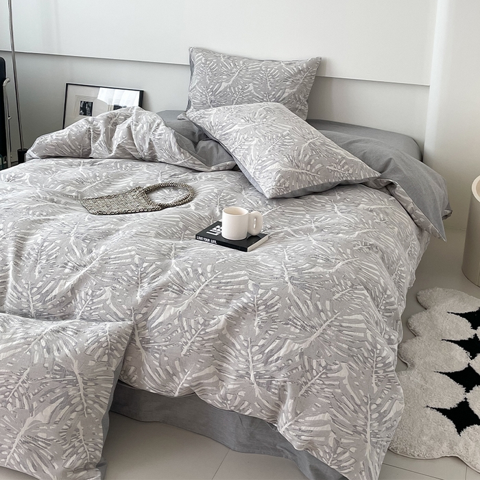 91家纺网 家纺一手货源 找家纺 （总）贝尔 PELLHOME 全棉提花椰风华夫格四件套（可抖音代发）