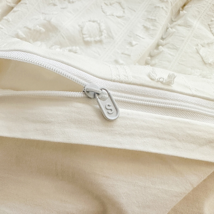 91家纺网 家纺一手货源 找家纺 贝尔 PELLHOME 车妮尔全棉剪花提花四件套外贸民宿小红书风格套件（可抖音代发） 车妮尔-白