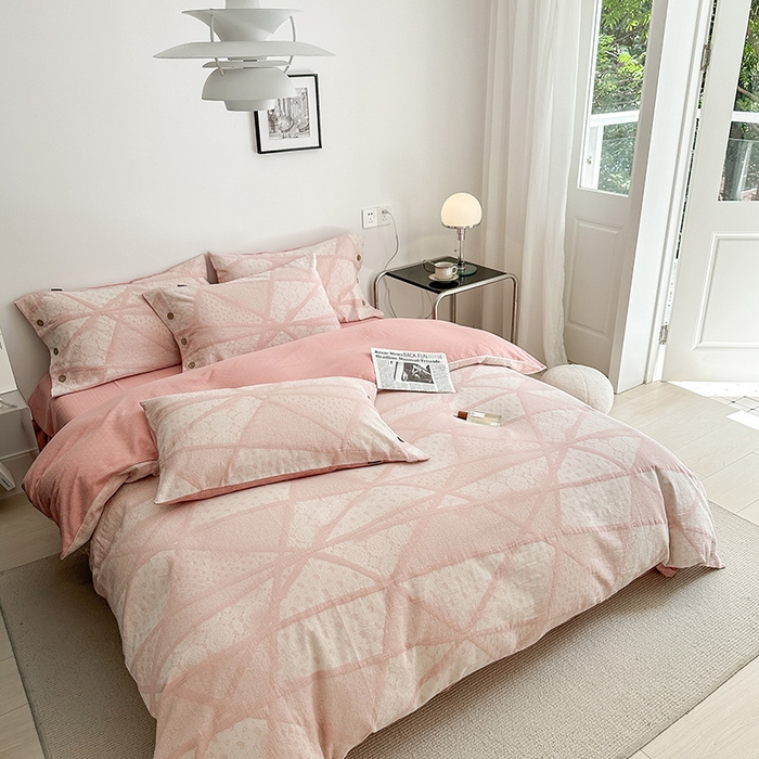 91家纺网 家纺一手货源 找家纺 （总）贝尔 PELLHOME 全棉三层纱提花四件套-埃菲尔系列AB版均为全棉提花面料（可抖音代发）