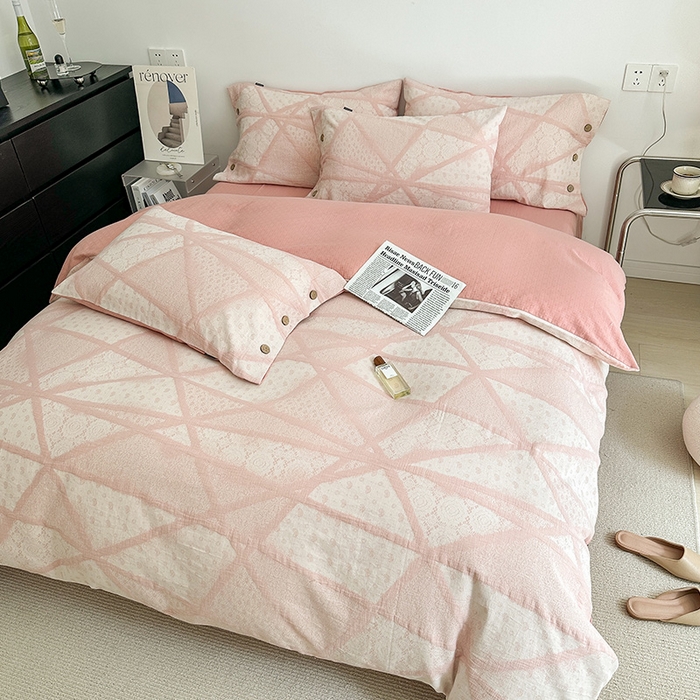 91家纺网 家纺一手货源 找家纺 （总）贝尔 PELLHOME 全棉三层纱提花四件套-埃菲尔系列AB版均为全棉提花面料（可抖音代发）