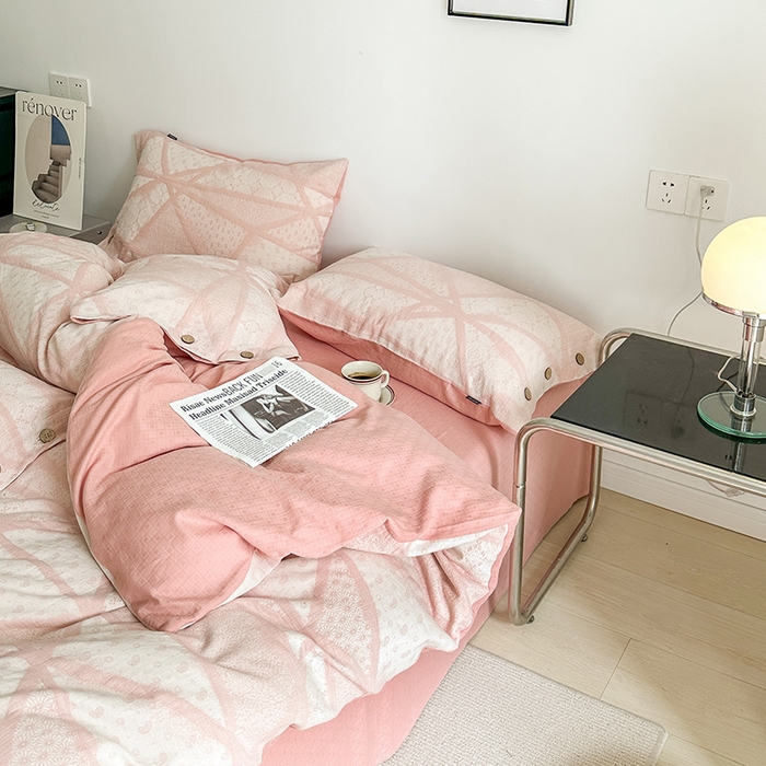 91家纺网 家纺一手货源 找家纺 （总）贝尔 PELLHOME 全棉三层纱提花四件套-埃菲尔系列AB版均为全棉提花面料（可抖音代发）